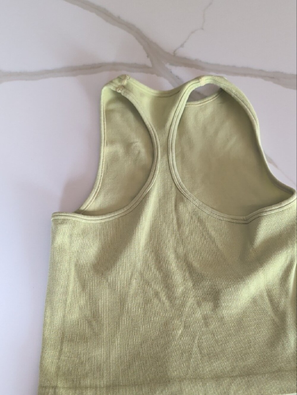 High-Neck Ribbed Tank Top - Light Green - Picture 3 of 4